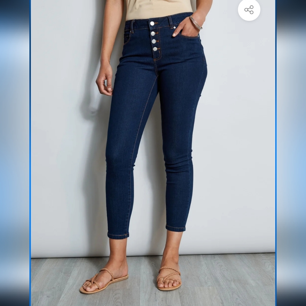 NWT Tahari Dark Blue Rayon Denim Mid-rise Skinny Jeans Woman's Size 14/32